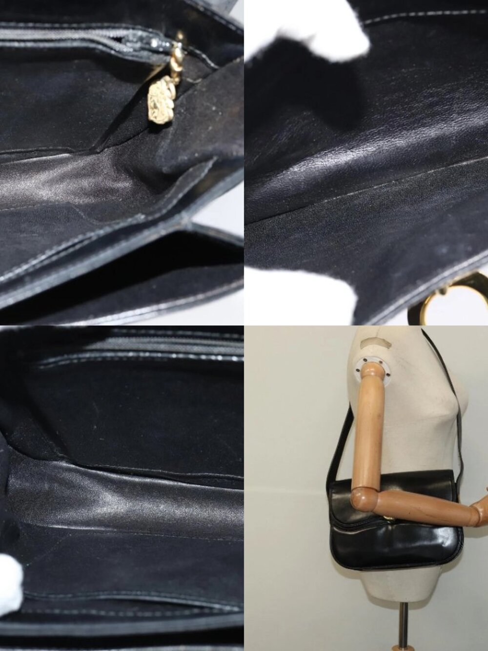 GUCCI Shoulder Bag Leather Black Gold Auth ep8582 - Picture 16 of 16